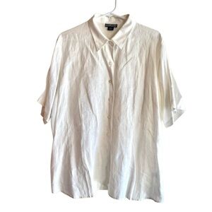 100% Linen Land’s End Button Down Short Sleeve Shirt | Size 20